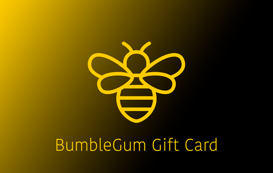 BumbleGum Gift Card logo with a yellow bee on a gradient background